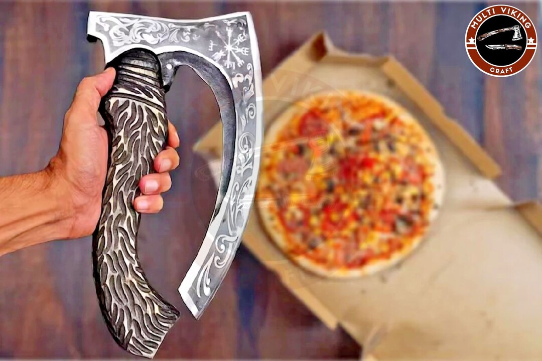Custom Handmade Pizza Cutter Viking Axe, Viking Bearded Axe, Hand