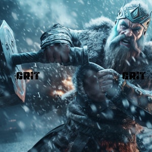Snowy Dwarf Warrior Download, Winter Barbarian Dwarf Instant Downloadable Wallpaper, Digital Art, Downloadable Fantasy Art