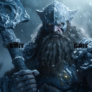 Dwarf Warrior Download, Winter Dwarf Instant Downloadable Wallpaper, Digital Download Poster, Digital Art, Downloadable Fantasy Art