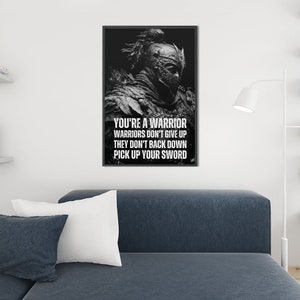 You&#39;re A Warrior Large Quote Poster Motivation  Inspiration Digital Downloads