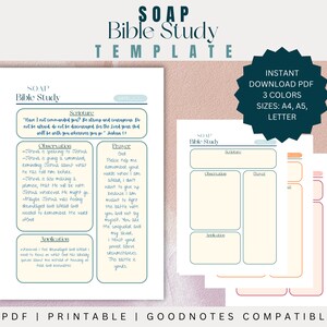 Plantilla de estudio bíblico SOAP, imprimible, Goodnotes, diario bíblico devocional