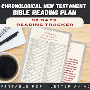 Chronological New Testament 90 Days Bible Reading Plan, Printable Reading Tracker