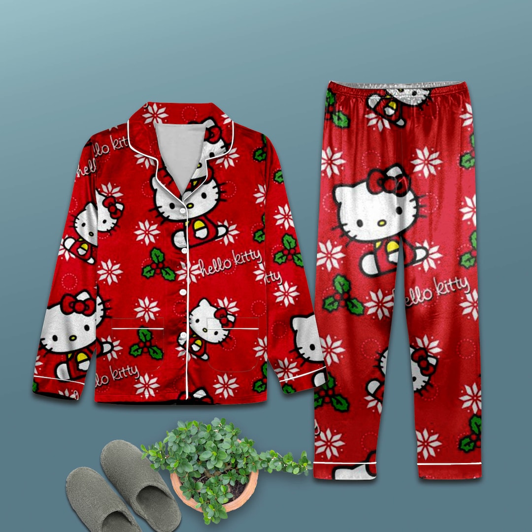 Hello Kitty Christmas Pajama Set Hello Kitty Pajamas Etsy