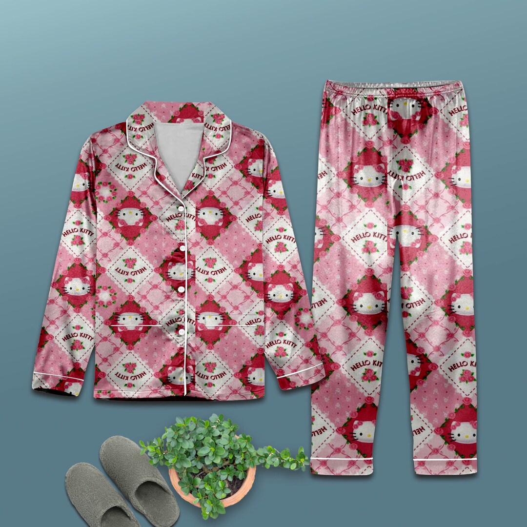 Hello Kitty Christmas Pajama Set Hello Kitty Pajamas Etsy