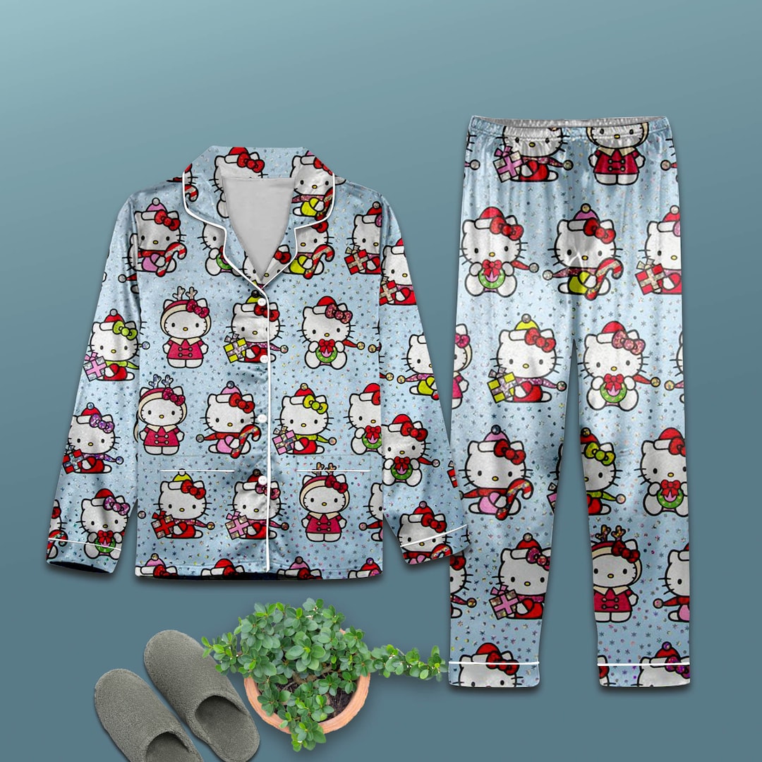 Hello Kitty Christmas Pajama Set Hello Kitty Pajamas Etsy