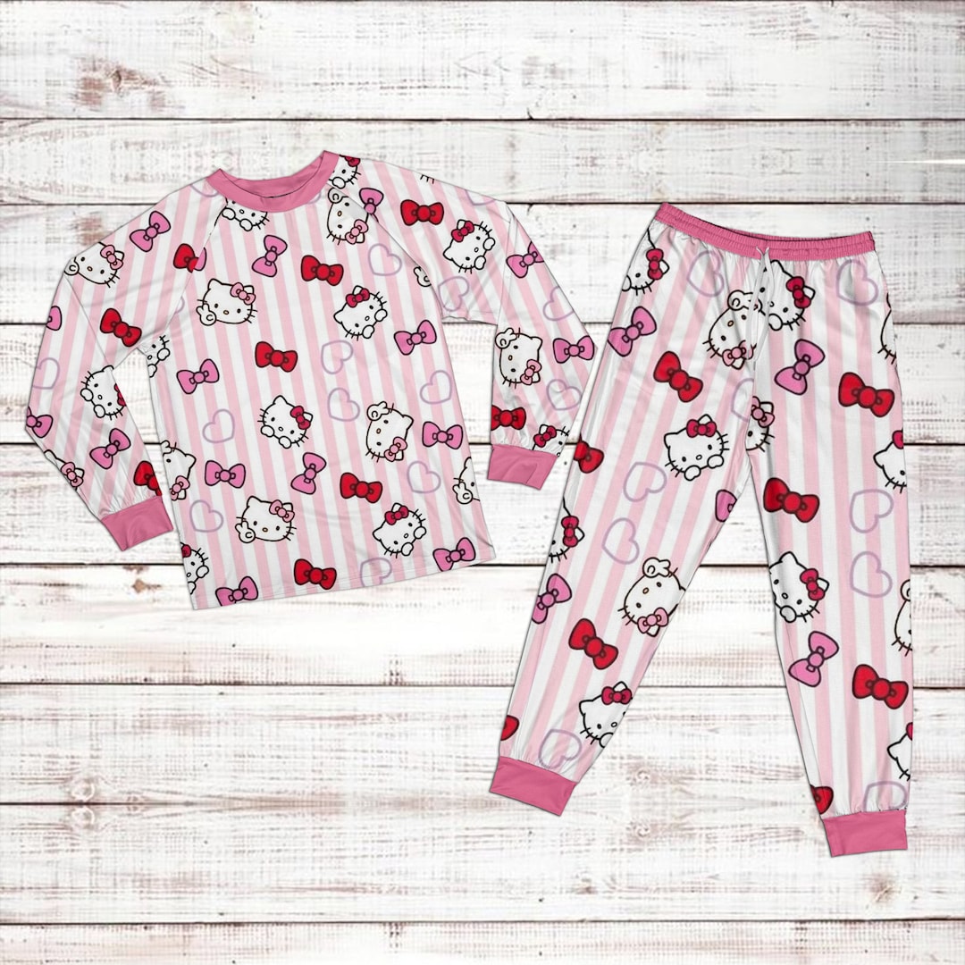 Hello Kitty Pyjamas Set Hello Kitty Pajamas Set Matching Etsy