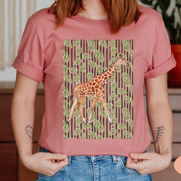 Giraffe Shirt Watercolor Giraffe Shirt Boho Jungle Gift for Giraffe Lover Gift Oversized Boho T-Shirt Vintage Jungle Animal Lover Gift Ideas