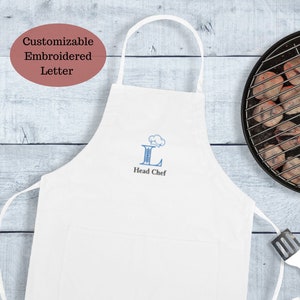 Delantal de chef personalizado bordado monograma delantal iniciales personalizadas delantal regalo para su delantal personalizable para hombres regalo de delantal personalizado para esposa