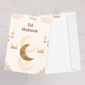 Tarjetas de Eid Mubarak con sobre Tarjeta de Eid dorada Tarjetas de felicitación de Eid Mubarak Regalo islámico de Eid Tarjeta de felicitación de Eid Mubarak para amigos musulmanes