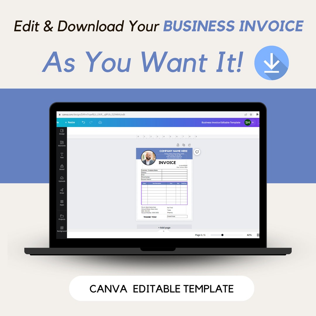 Invoice Template Printable Invoice Editable Invoice Etsy