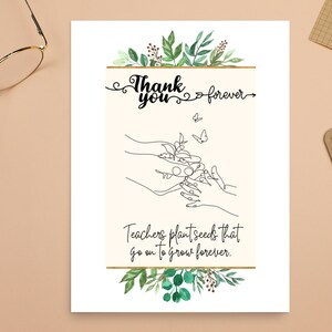 Poster du professeur sur les graines de plantes Cadeau de remerciement pour le professeur Carte de professeur de fin d'année de la classe Cadeau de remerciement du professeur de la part du directeur de l'élève Cadeau
