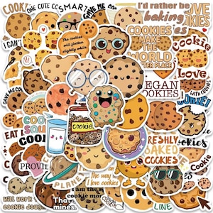 50 Vinyl Cookie Sticker Pack of 50 high quality funny cookie chocolate chip stickers for kids, school, teachers gift