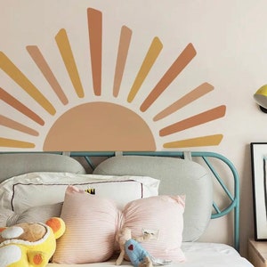 Cartoon Boho Sun Sunshine Sunrise Wall Sticker Vinyl Baby Room Living Room Nursery Art Decals for Kids Room Home Decor self-adhesive