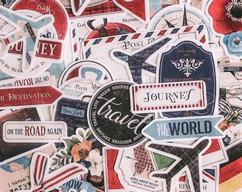 90pcs Travel Sticker Pack, Perfect for Luggage Scrapbooking, Vintage decorative stickers for book, Gift!