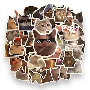 Lustige Katzen Sticker Pack mit 50 hochwertigen CAT Meme Stickern | Perfekte Meme Katze Laptop Gepäck Geschenk Aufkleber |Geschenk!