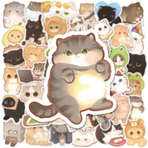 Paquete de pegatinas de dibujos animados de gatos divertidos con 100 pegatinas lindas de gato de alta calidad / Pegatinas de regalo perfectas para equipaje de computadora portátil con diseño de animal dulce gato / ¡Regalo!
