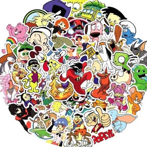 90s Cool Cartoon Sticker Pack with 50 or 100 kids Stickers - Perfect for Laptop Phone Skateboard