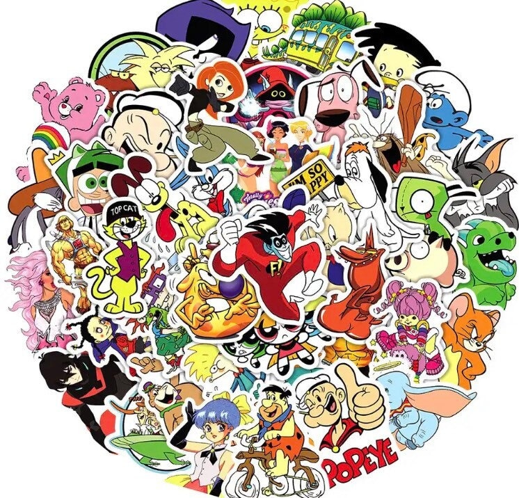 90s Cool Cartoon Sticker Pack With 50 or 100 Kids Stickers Etsy