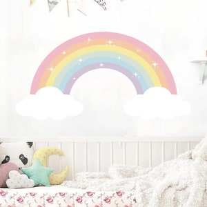 Rainbow Wall Sticker, Boho Pastel removable colourful kids sticker, Wall decal for girls, children's room, baby room decor, self-adhesive
