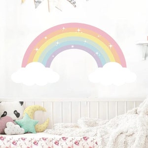 Rainbow Wall Sticker, Boho Pastel removable colourful kids sticker, Wall decal for girls, children&#39;s room, baby room decor, self-adhesive