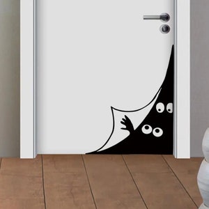 Funny Meme Peeping Eyes Wall Tattoo Door Sticker Wall Sticker for Children's Room Baby Room Living Room Decor Self-Adhesive Gift Christmas