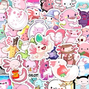 Paquete de pegatinas de dibujos animados de Axolotl con 100 o 50 vinilos de alta calidad, pegatinas de animales perfectas para niños, patinetas, computadoras portátiles, regalos