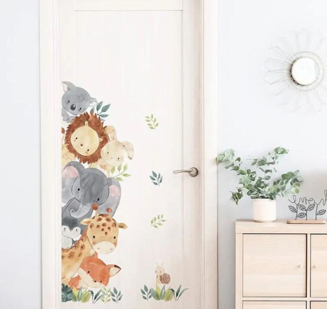 Jungle Cartoon Sticker Set Wall Decal for Kids Lion Giraffe Nursery ...