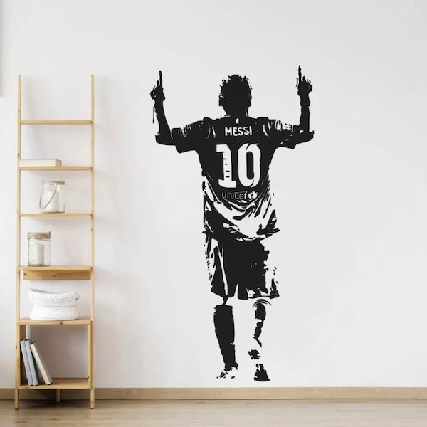 Messi Vinyl-Kunst, abnehmbarer Wandaufkleber, Fußball, Fußballspieler, Raumdekoration, Wanddekoration, Aufkleber, Dekoration, Geschenk