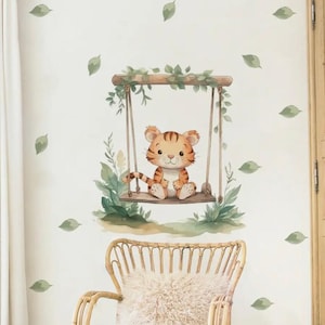 Cartoon Tiger Sticker Set Safari Tiere Wandtattoo für Kinderzimmer Wandsticker für Babyzimmer Wandaufkleber Deko selbstklebend