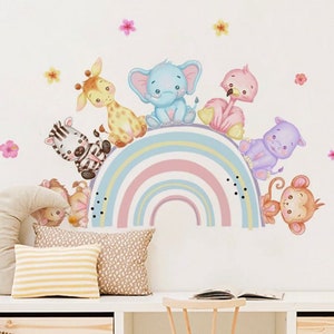 Jungle sticker set safari rainbow animals wallsticker for children's room giraffe wallsticker for baby room sticker decoration self-adhesive