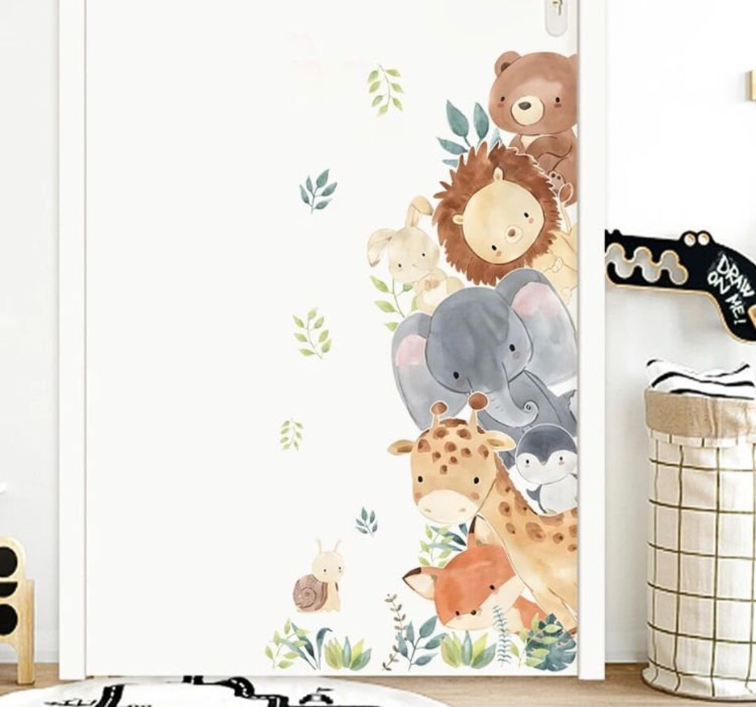Jungle Cartoon Sticker Set Wall Decal for Kids Lion Giraffe Nursery ...