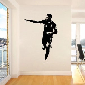 Adhesivo de pared extraíble con diseño de Mbappé, vinilo, jugador de fútbol, decoración de habitación, adhesivo decorativo para pared, regalo