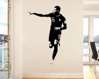 Mbappé vinilo arte extraíble pared pegatina fútbol jugador habitación decoración pared decoración pegatina pared arte decoración regalo
