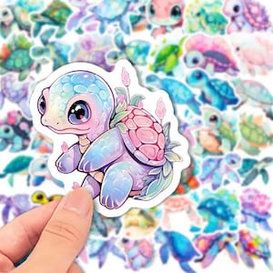 50 Ocean Turtle Sticker Pack, high quality Sea Set, Perfect Cartoon Gift for Kids, School, Christmas, Scrapbooking, Skateboard, Laptop