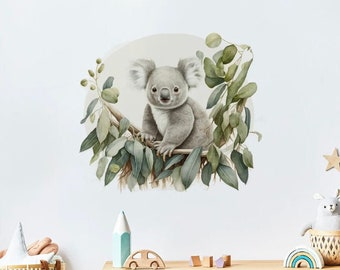 cartoon schattige koala luiaard op boom dier aquarel muursticker vinyl babykamer muurstickers decoratief voor kinderkamer thuis zelfklevend