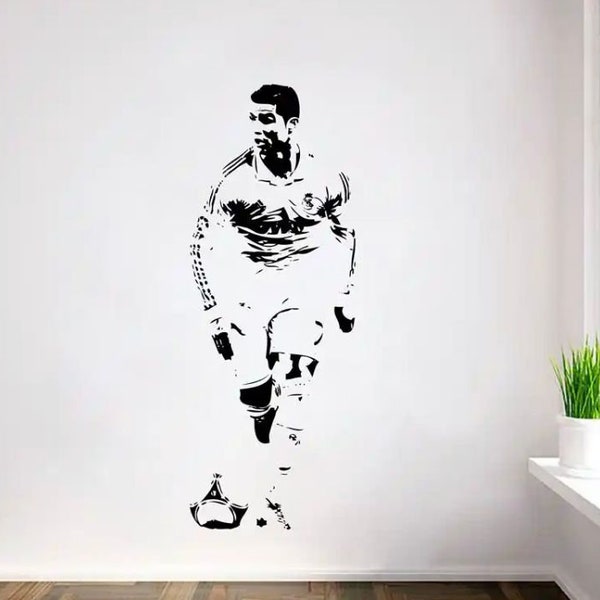 Autocollant mural amovible en vinyle Ronaldo, décoration de salle de joueur de Football, autocollant de décoration murale, cadeau de décoration artistique