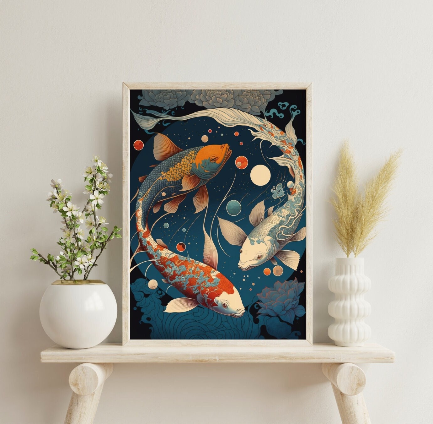 JAPANESE Koi Wall Art Koi Fish Wall Art Print Instant Etsy