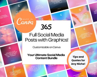 365 Social Media Content Posts: Canva Templates, Quotes (Digital Download)