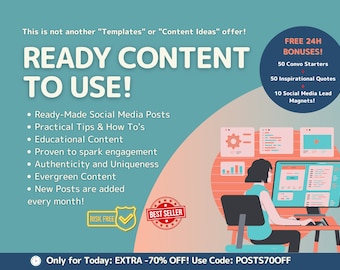 Engaging Social Media Content for Facebook & Instagram Marketing! Done-for-you posts for Content Planner for audience engagement and growth.