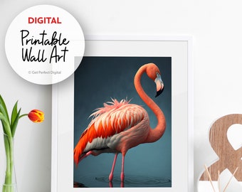 Amazing Flamingo Printable Wall Decor Poster, Flamingo Printable Wall Art, Home Decor Poster, Hi-Res Digital Download