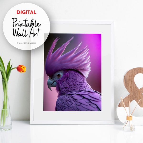 Cockatoo Printable Wall Decor Poster, Cockatoo Printable Wall Art, Home Decor Poster, Hi-Res Digital Download