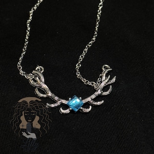Collier bois de wapiti, collier à breloques en argent sterling bois de cerf, collier cerf - pierre de lune