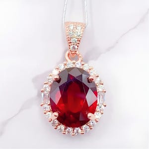 Garnet Necklace, Red Gem Pendant, January Birthstone, Gift for Her, Oval Gemstone, Garnet Jewelry, Red Blood Garnet