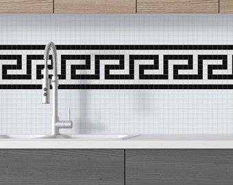 Decorative Tile Border Mosaic for Kitchen Backsplash and Bathroom - Model: Greek Key 2