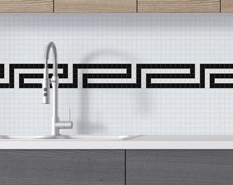 Decorative Tile Border Mosaic for Kitchen Backsplash and Bathroom - Model: Greek Key 3