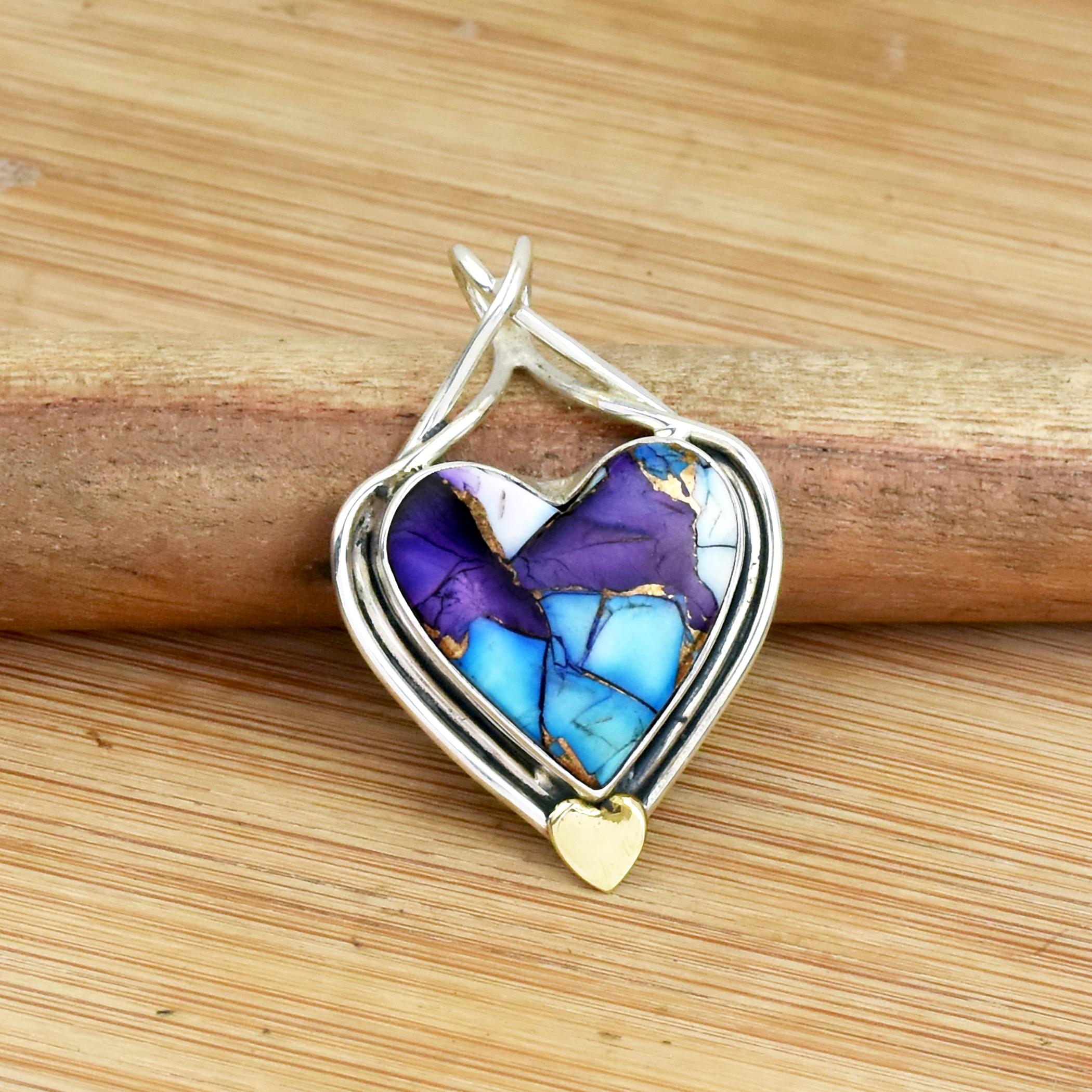 The classy trailer bar necklace purple Mojave turquoise Vintage Purple Mojave Turquoise Pendant: Sterling Silver  main image 4