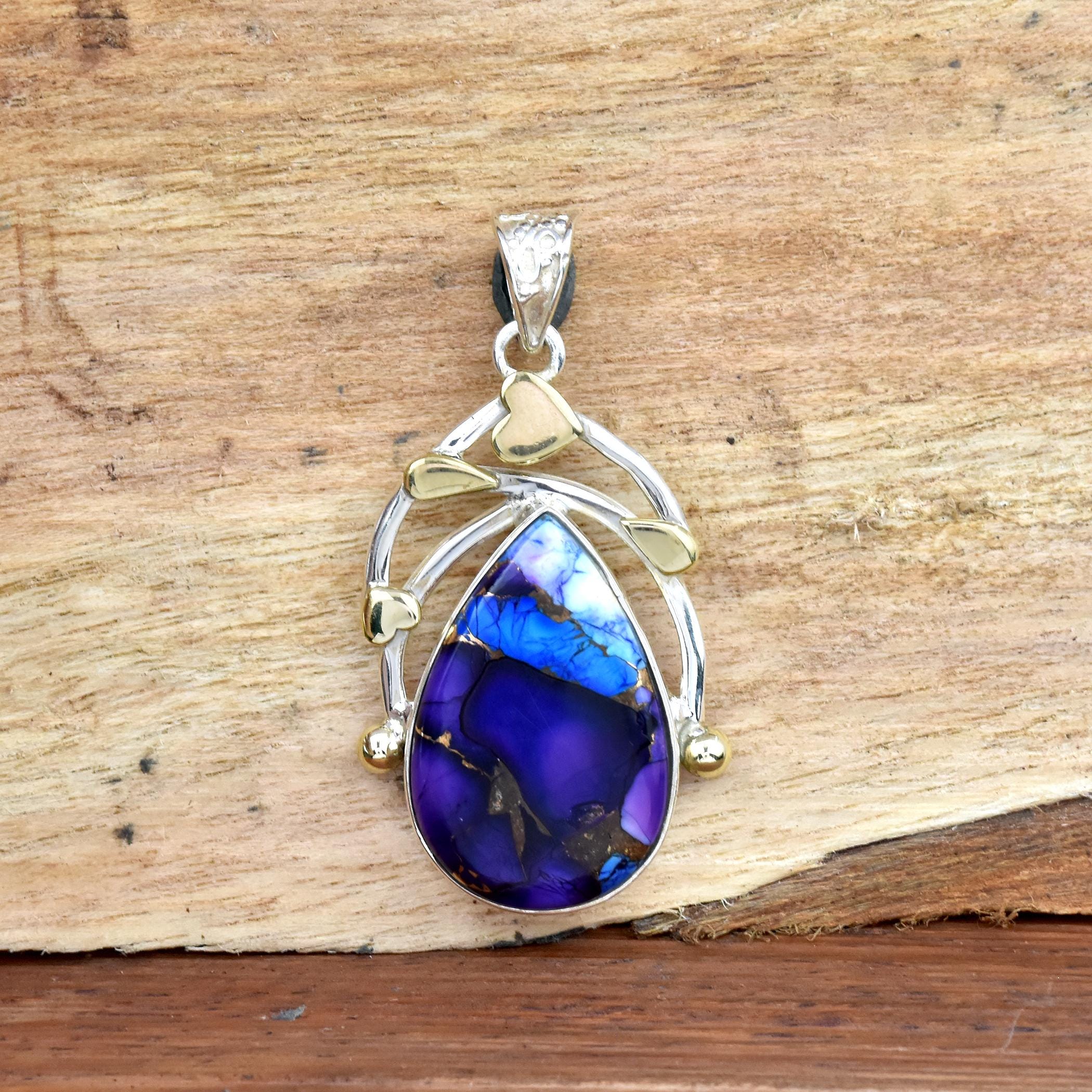 Purple Mohave Turquoise Bar Necklace - Etsy display picture 3