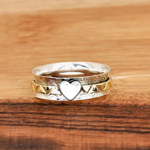 Heart Ring For Women 925 Silver Ring Spinning Ring Meditation ring Wedding Ring, Thumb Ring, Statement Ring, Women Ring, Valentines Day Gift