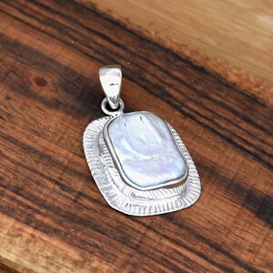 Raw Pearl Sterling Silver Pendant: Textured Statement Jewelry