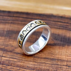 Heart Spinner Ring, 925 Sterling Silver Ring, Heart Couple Ring, Meditation Ring Heart Stamped Ring Narrow Ring Spinning Ring Gift For Her